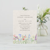 Wildflower Boho Garden Wedding Invitation Kaart (Staand voorkant)