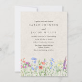 Wildflower Boho Garden Wedding Invitation Kaart (Voorkant)
