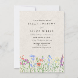 Wildflower Boho Garden Wedding Invitation Kaart