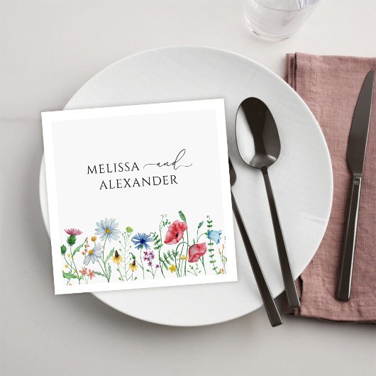 Wildflower Boho Garden Wedding Napkins Servet