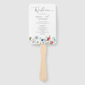 Wildflower Boho garden Wedding Programme Hand Fan Handwaaier (Voorkant)