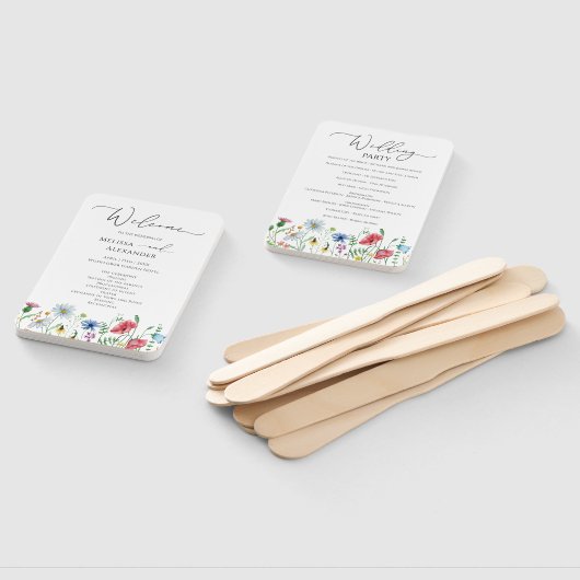Wildflower Boho garden Wedding Programme Hand Fan Handwaaier (Niet-gemonteerd)