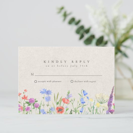 Wildflower Boho Garden Wedding RSVP  (Staand voorkant)