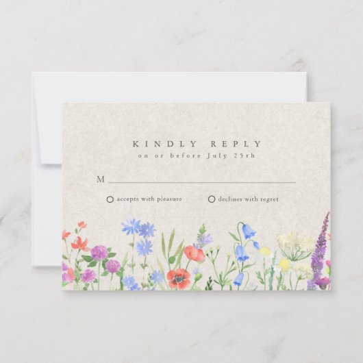Wildflower Boho Garden Wedding RSVP  Kaartje (Voorkant)