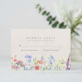 Wildflower Boho Garden Wedding RSVP  Kaartje (Staand voorkant)