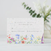 Wildflower Boho Garden Wedding RSVP Kaartje (Staand voorkant)