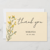 Wildflower Boho geel modern script Bedankkaart (Voorkant)