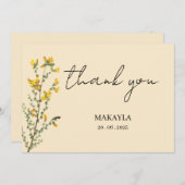 Wildflower Boho geel modern script Bedankkaart (Voorkant / Achterkant)