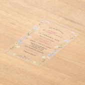 Wildflower Boho Girl 1st Birthday Party Acryl Uitnodigingen (Laagn)