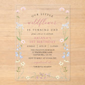 Wildflower Boho Girl 1st Birthday Party Acryl Uitnodigingen (Voorkant)