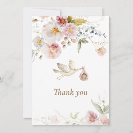 Wildflower Boho Girl Baby shower Bedankkaart