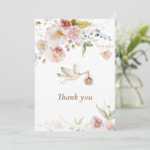 Wildflower Boho Girl Baby shower Bedankkaart (Staand voorkant)