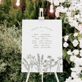 Wildflower Boho Green Bruiloft Schema van Evenemen Poster
