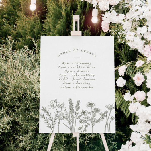 Wildflower Boho Green Bruiloft Schema van Evenemen Poster
