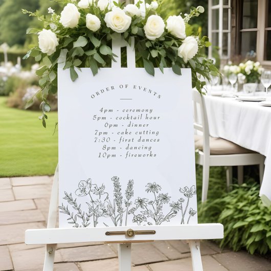 Wildflower Boho Green Bruiloft Schema van Evenemen Poster