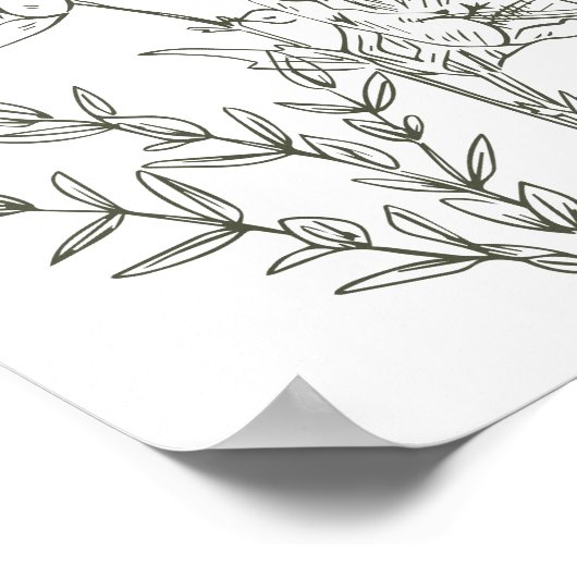 Wildflower Boho Green Bruiloft Schema van Evenemen Poster (Hoek)