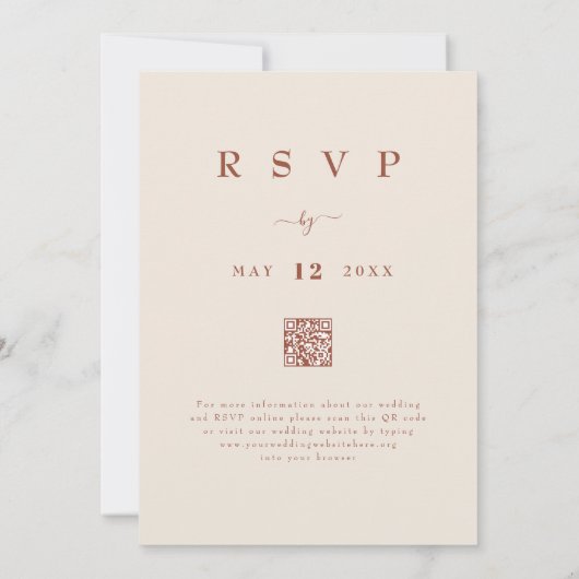 Wildflower Boho Herfst Beige Terracotta QR code Kaart (Achterkant)