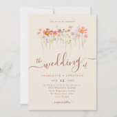 Wildflower Boho Herfst Beige Terracotta QR code Kaart (Voorkant)