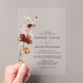 Wildflower Boho herfstbruiloft Acryl Uitnodigingen (Insitu (Draagbaar))