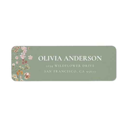 Wildflower Boho in Bloom Garden Retouradres Etiket (Voorkant)