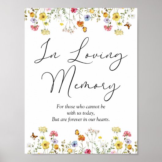 Wildflower Boho in Loving Memory Wedding Sign Poster (Voorkant)