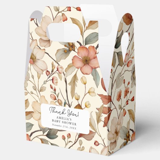 Wildflower Boho Ivory Floral Baby shower Bedankdoosjes (Geopend)