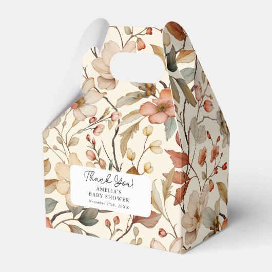 Wildflower Boho Ivory Floral Baby shower Bedankdoosjes (Voorkant Zijde)