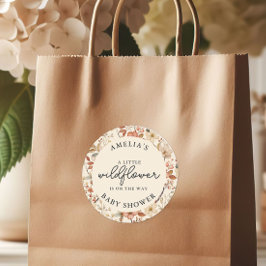 Wildflower Boho Ivory Floral Baby shower Ronde Sticker