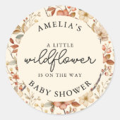 Wildflower Boho Ivory Floral Baby shower Ronde Sticker (Voorkant)
