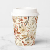 Wildflower Boho Ivory Terracotta Floral Papieren Bekers (Achterkant)
