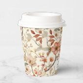Wildflower Boho Ivory Terracotta Floral Papieren Bekers (Rechts)