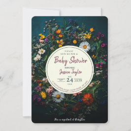 Wildflower Boho Krans Cirkel Baby shower Kaart