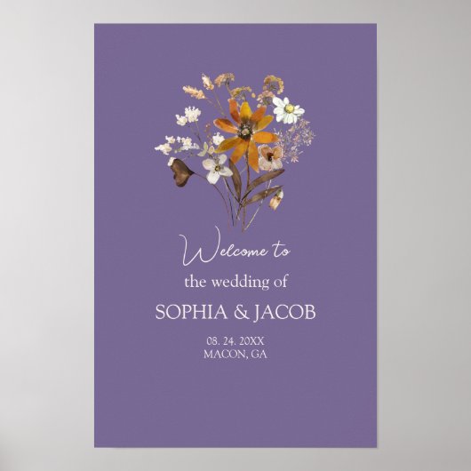 Wildflower Boho Lavender Wedding Welkomstbord Poster (Voorkant)