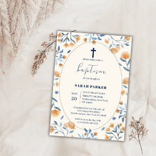 Wildflower Boho Lijst Cross Doop Kaart
