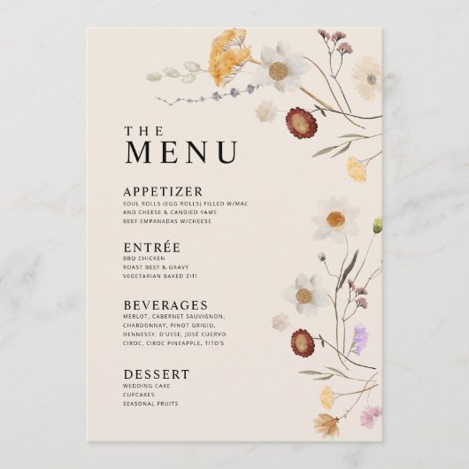 Wildflower Boho Menu (Voorkant)
