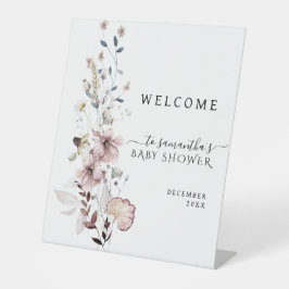 Wildflower boho minimaal modern Baby shower Welkom Reclamebord Met Voetstuk