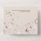 Wildflower boho minimalistisch modern Baby shower All In One Uitnodiging (Achterkant)