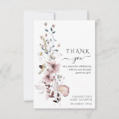 Wildflower boho minimalistisch modern Baby shower Bedankkaart (Voorkant)