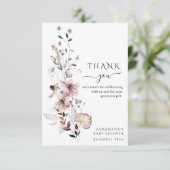Wildflower boho minimalistisch modern Baby shower Bedankkaart (Staand voorkant)