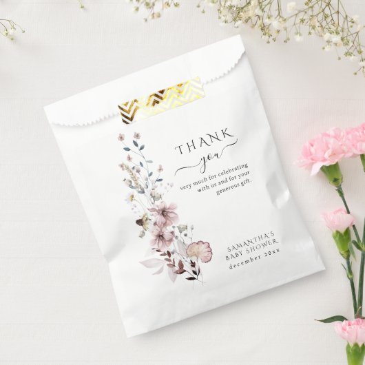 Wildflower boho minimalistisch modern Baby shower Bedankzakje (Gezegeld)