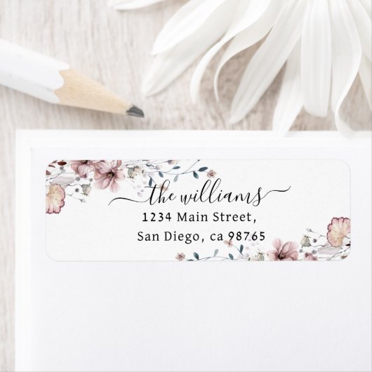 Wildflower boho minimalistisch modern Baby shower Etiket (Insitu)