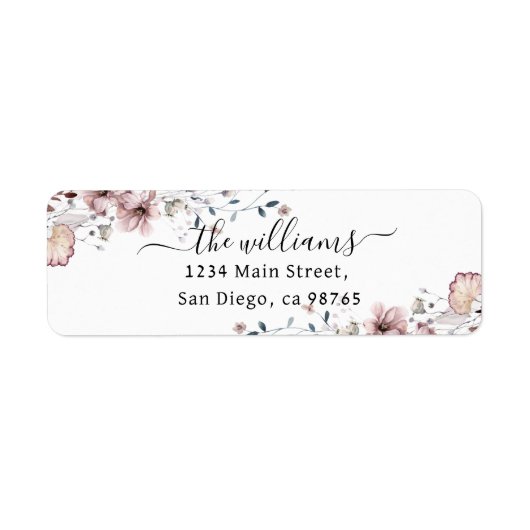 Wildflower boho minimalistisch modern Baby shower Etiket (Voorkant)