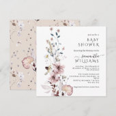 Wildflower boho minimalistisch modern Baby shower Kaart (Voorkant / Achterkant)