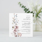 Wildflower boho minimalistisch modern Baby shower Kaart (Staand voorkant)