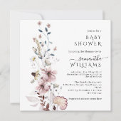 Wildflower boho minimalistisch modern Baby shower Kaart (Voorkant)