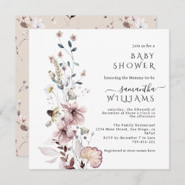 Wildflower boho minimalistisch modern Baby shower Kaart
