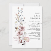 Wildflower boho minimalistisch modern Baby shower Kaart (Voorkant)