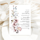 Wildflower boho minimalistisch modern Baby shower Kaart
