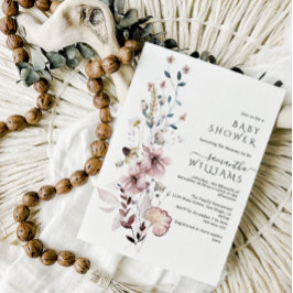 Wildflower boho minimalistisch modern Baby shower Kaart