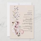 Wildflower boho minimalistisch modern Girl Baby sh Kaart (Voorkant)